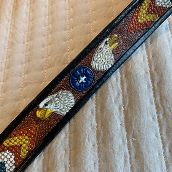 Vintage leather southwestern style eagle belt size 36 main image 4